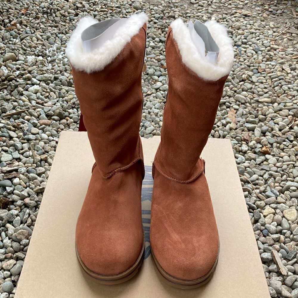 Muk Luks Ziggy Rodeo Leather Wool Blend Boots Shoes Size 6.5